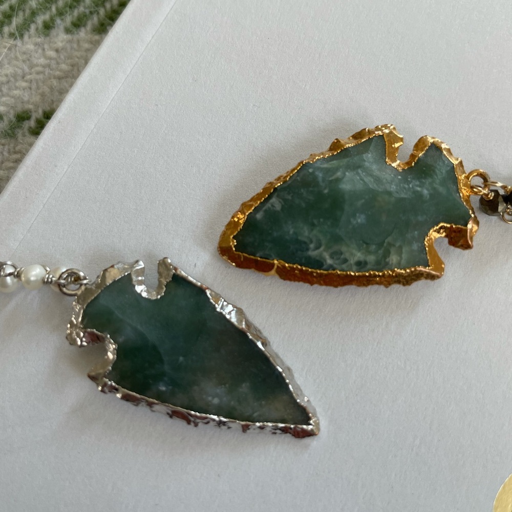 Ela Rae Arrowhead Choker Agate Pyrite Necklace